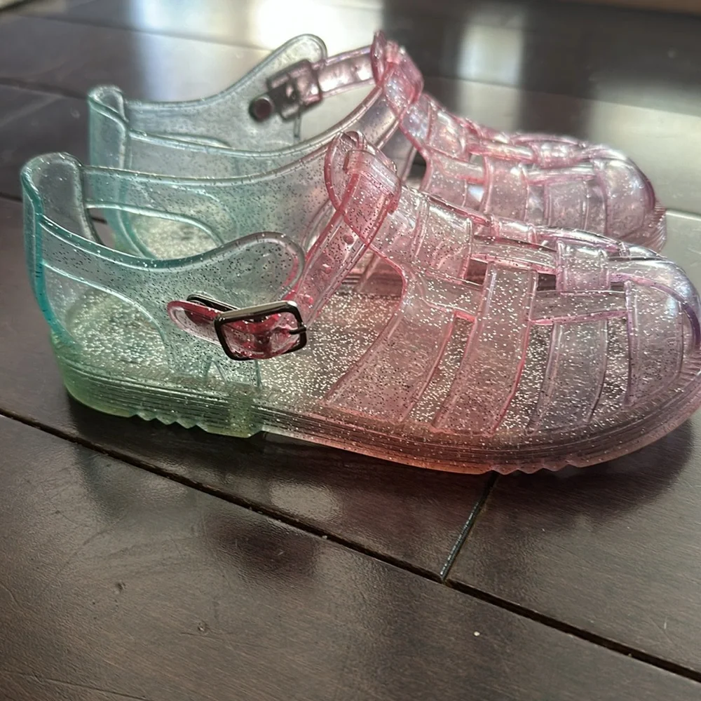 GAP little girls size 10 sparkle rainbow jelly sandal. Like new! - Picture 3 of 4